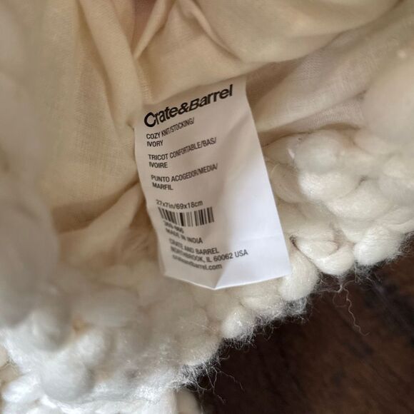 Crate and Barrel ivory colored crochet large stockings chunky knit farmhouse Chr - Picture 5 of 7